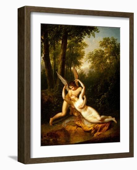 Cupid & Psyche (Oil on Canvas)-Jean Victor Bertin-Framed Giclee Print