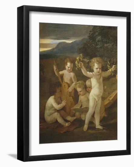 Cupid's Concert, C.1626-27-Nicolas Poussin-Framed Giclee Print