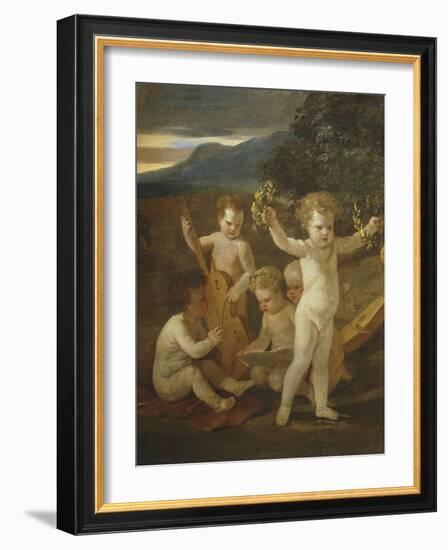 Cupid's Concert, C.1626-27-Nicolas Poussin-Framed Giclee Print