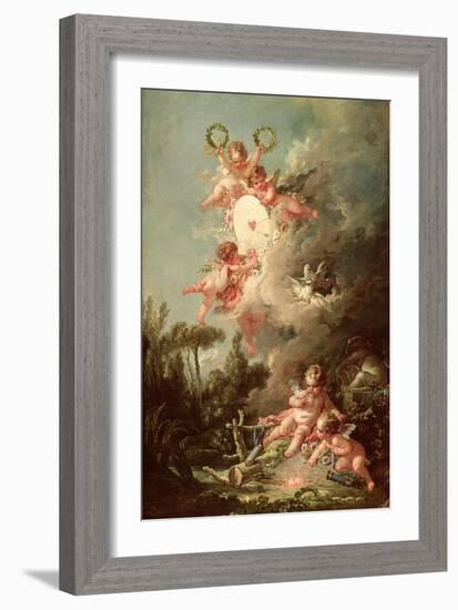 Cupid's Target, from "Les Amours Des Dieux," 1758-Francois Boucher-Framed Giclee Print