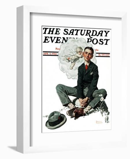 "Cupid's Visit" Saturday Evening Post Cover, April 5,1924-Norman Rockwell-Framed Giclee Print