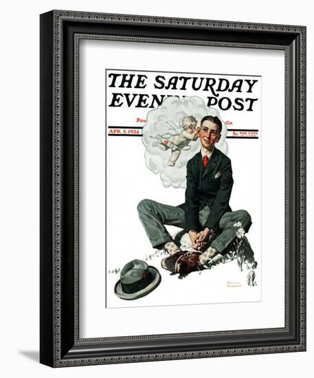 "Cupid's Visit" Saturday Evening Post Cover, April 5,1924-Norman Rockwell-Framed Giclee Print