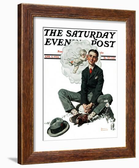 "Cupid's Visit" Saturday Evening Post Cover, April 5,1924-Norman Rockwell-Framed Giclee Print