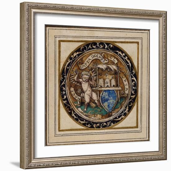 Cupid Stung by Bees - Design for a Pendant or Hat Badge, C.1532-43-Hans Holbein the Younger-Framed Giclee Print