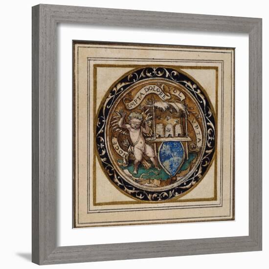 Cupid Stung by Bees - Design for a Pendant or Hat Badge, C.1532-43-Hans Holbein the Younger-Framed Giclee Print