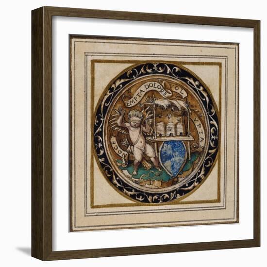 Cupid Stung by Bees - Design for a Pendant or Hat Badge, C.1532-43-Hans Holbein the Younger-Framed Giclee Print