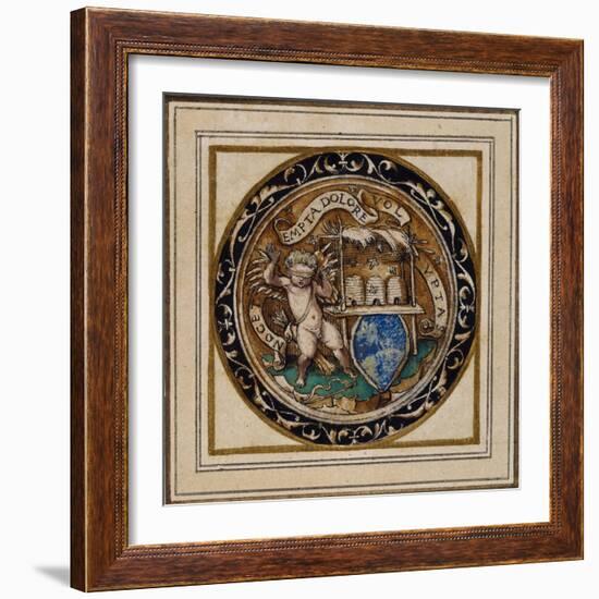 Cupid Stung by Bees - Design for a Pendant or Hat Badge, C.1532-43-Hans Holbein the Younger-Framed Giclee Print