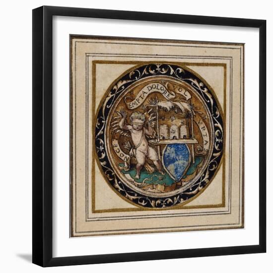 Cupid Stung by Bees - Design for a Pendant or Hat Badge, C.1532-43-Hans Holbein the Younger-Framed Giclee Print