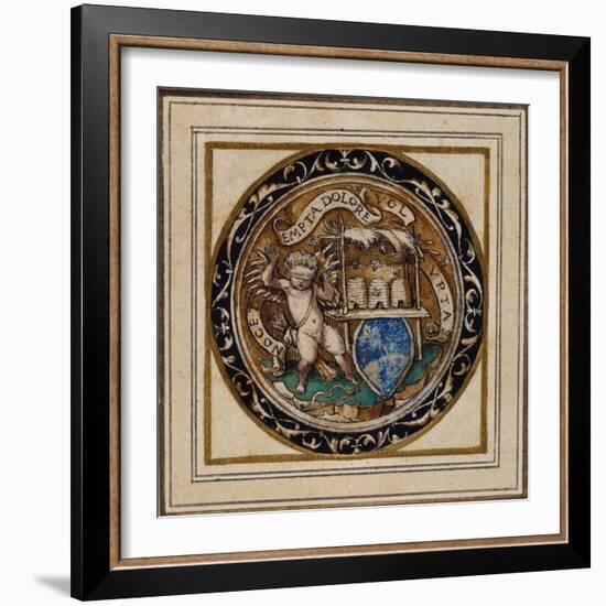 Cupid Stung by Bees - Design for a Pendant or Hat Badge, C.1532-43-Hans Holbein the Younger-Framed Giclee Print