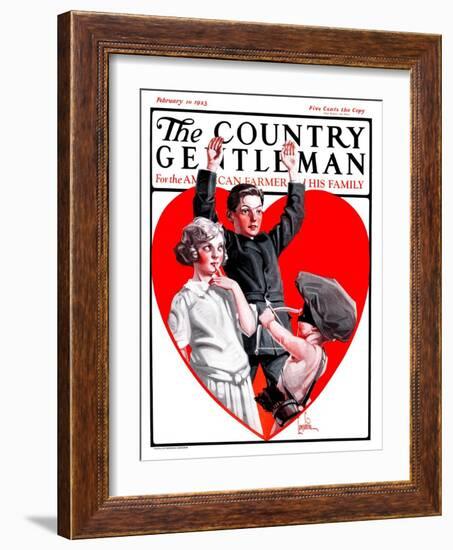 "Cupid Takes Aim," Country Gentleman Cover, February 10, 1923-F. Lowenheim-Framed Giclee Print