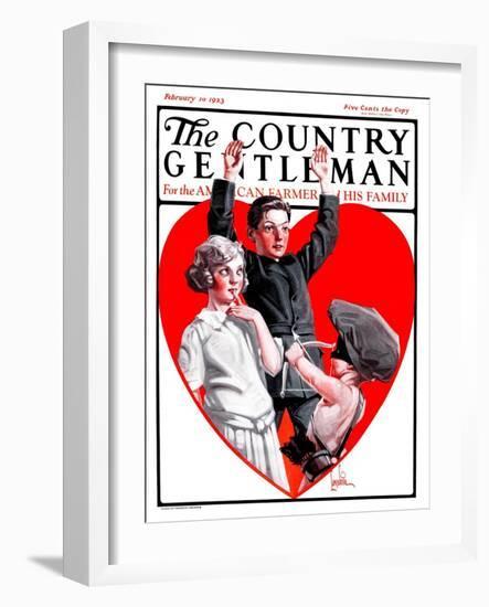 "Cupid Takes Aim," Country Gentleman Cover, February 10, 1923-F. Lowenheim-Framed Giclee Print
