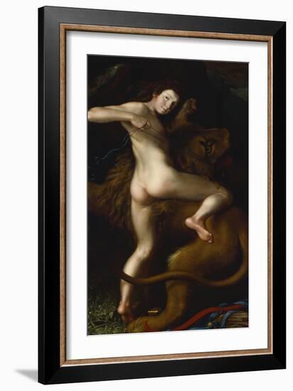 Cupid Taming a Lion-Bartholomaus Spranger (Follower of)-Framed Giclee Print