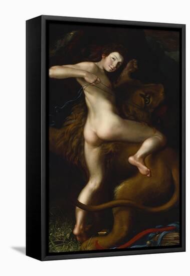 Cupid Taming a Lion-Bartholomaus Spranger (Follower of)-Framed Premier Image Canvas