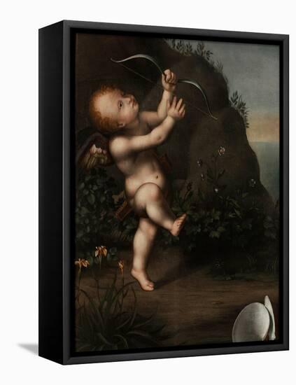 Cupid with a Bow, before 1593-Aurelio Luini-Framed Premier Image Canvas