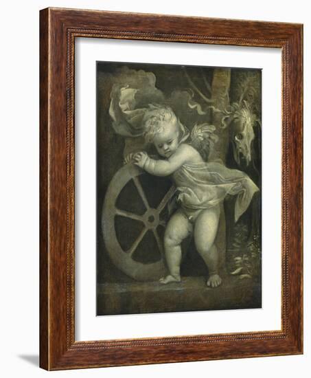 Cupid with the Wheel of Fortune, C.1520-Titian (Tiziano Vecelli)-Framed Giclee Print