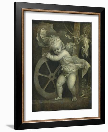 Cupid with the Wheel of Fortune, C.1520-Titian (Tiziano Vecelli)-Framed Giclee Print