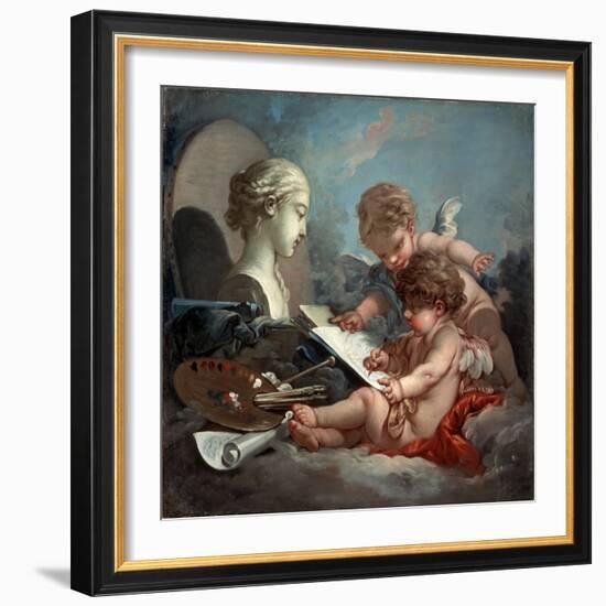 Cupids, Allegory of Painting, 1760S-François Boucher-Framed Giclee Print