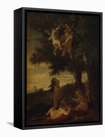 Cupids and Geniuses, 1630-1633-Nicolas Poussin-Framed Premier Image Canvas