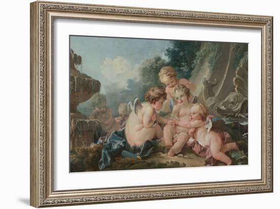 Cupids in Conspiracy, 1740S (Oil on Canvas)-Francois Boucher-Framed Giclee Print