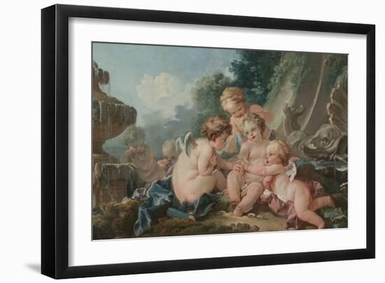 Cupids in Conspiracy, 1740S (Oil on Canvas)-Francois Boucher-Framed Giclee Print