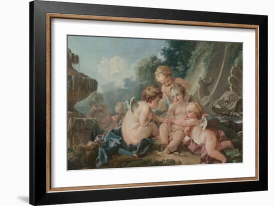 Cupids in Conspiracy, 1740S (Oil on Canvas)-Francois Boucher-Framed Giclee Print