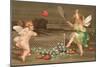 Cupids Playing Tennis-null-Mounted Art Print