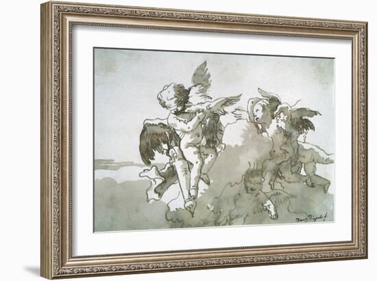 Cupids with Doves and a Torch, 17th Centruy-Giovanni Battista Tiepolo-Framed Giclee Print