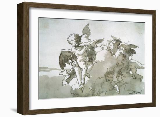 Cupids with Doves and a Torch, 17th Centruy-Giovanni Battista Tiepolo-Framed Giclee Print