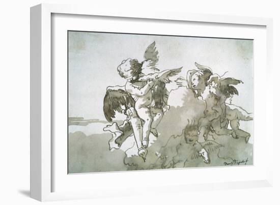 Cupids with Doves and a Torch, 17th Centruy-Giovanni Battista Tiepolo-Framed Giclee Print