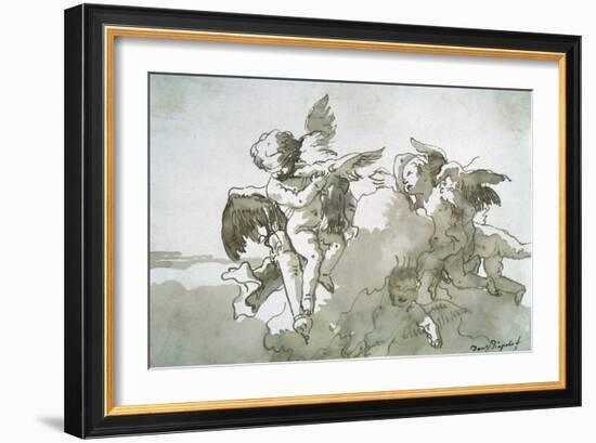 Cupids with Doves and a Torch, 17th Centruy-Giovanni Battista Tiepolo-Framed Giclee Print