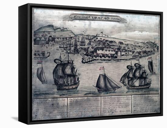 Curacao - Panoramic Map-Lantern Press-Framed Stretched Canvas