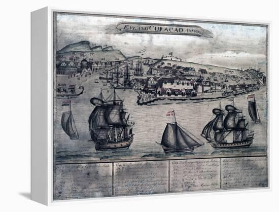 Curacao - Panoramic Map-Lantern Press-Framed Stretched Canvas