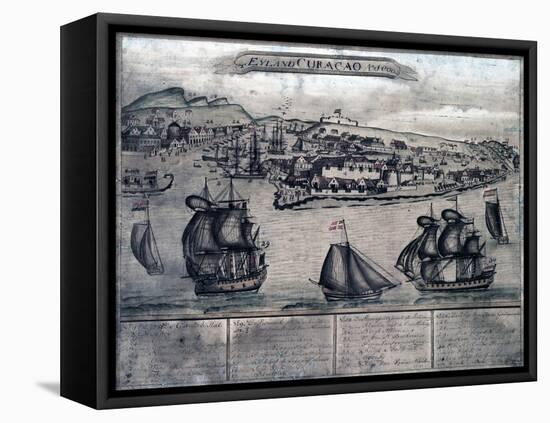 Curacao - Panoramic Map-Lantern Press-Framed Stretched Canvas