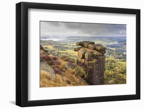 Curbar Edge, Summer Heather, View Towards Chatsworth, Peak District National Park, Derbyshire-Eleanor Scriven-Framed Photographic Print