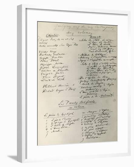 Curiosites Esthetiques, Handwritten Notes by Charles Baudelaire-null-Framed Giclee Print