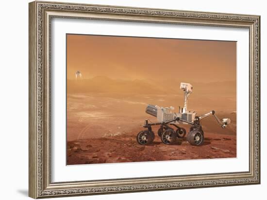 Curiosity Rover on Mars, Artwork-null-Framed Photographic Print