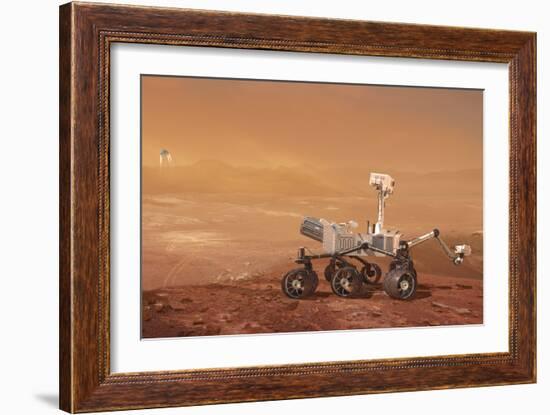 Curiosity Rover on Mars, Artwork-null-Framed Photographic Print