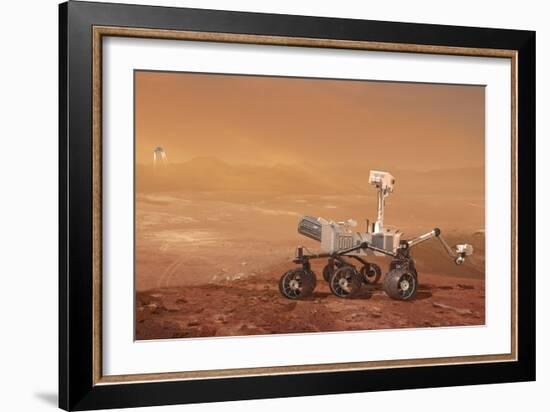 Curiosity Rover on Mars, Artwork-null-Framed Photographic Print