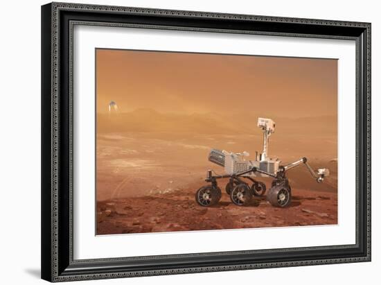 Curiosity Rover on Mars, Artwork-null-Framed Photographic Print