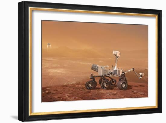 Curiosity Rover on Mars, Artwork-null-Framed Photographic Print