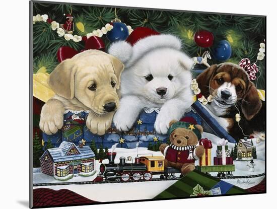 Curious Christmas Pups-Jenny Newland-Mounted Giclee Print