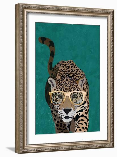 Curious green leopard-Sarah Manovski-Framed Giclee Print