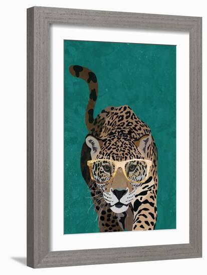 Curious green leopard-Sarah Manovski-Framed Giclee Print