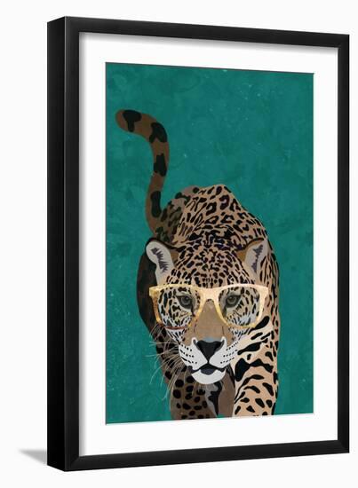 Curious green leopard-Sarah Manovski-Framed Giclee Print