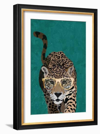 Curious green leopard-Sarah Manovski-Framed Giclee Print