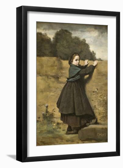 Curious Little Girl-Jean-Baptiste-Camille Corot-Framed Art Print