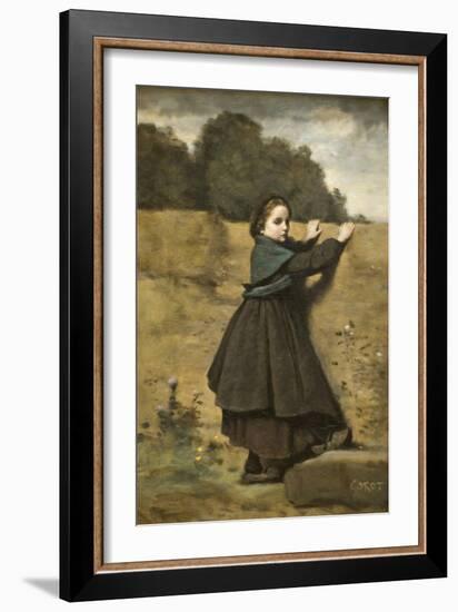 Curious Little Girl-Jean-Baptiste-Camille Corot-Framed Art Print