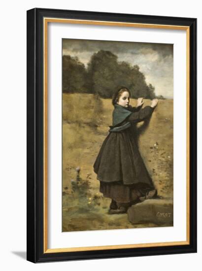 Curious Little Girl-Jean-Baptiste-Camille Corot-Framed Art Print