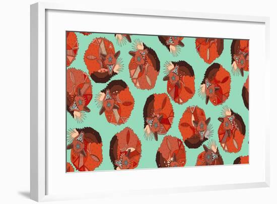 Curled Fox Polka Mint-Sharon Turner-Framed Art Print