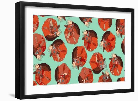 Curled Fox Polka Mint-Sharon Turner-Framed Art Print